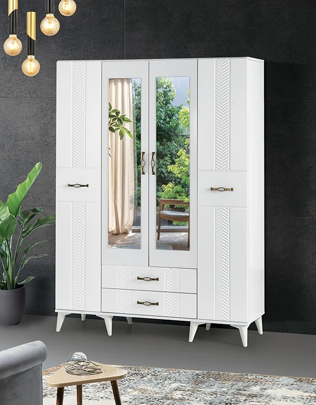 TUĞÇE WHITE 4 KAPILI GARDIROP