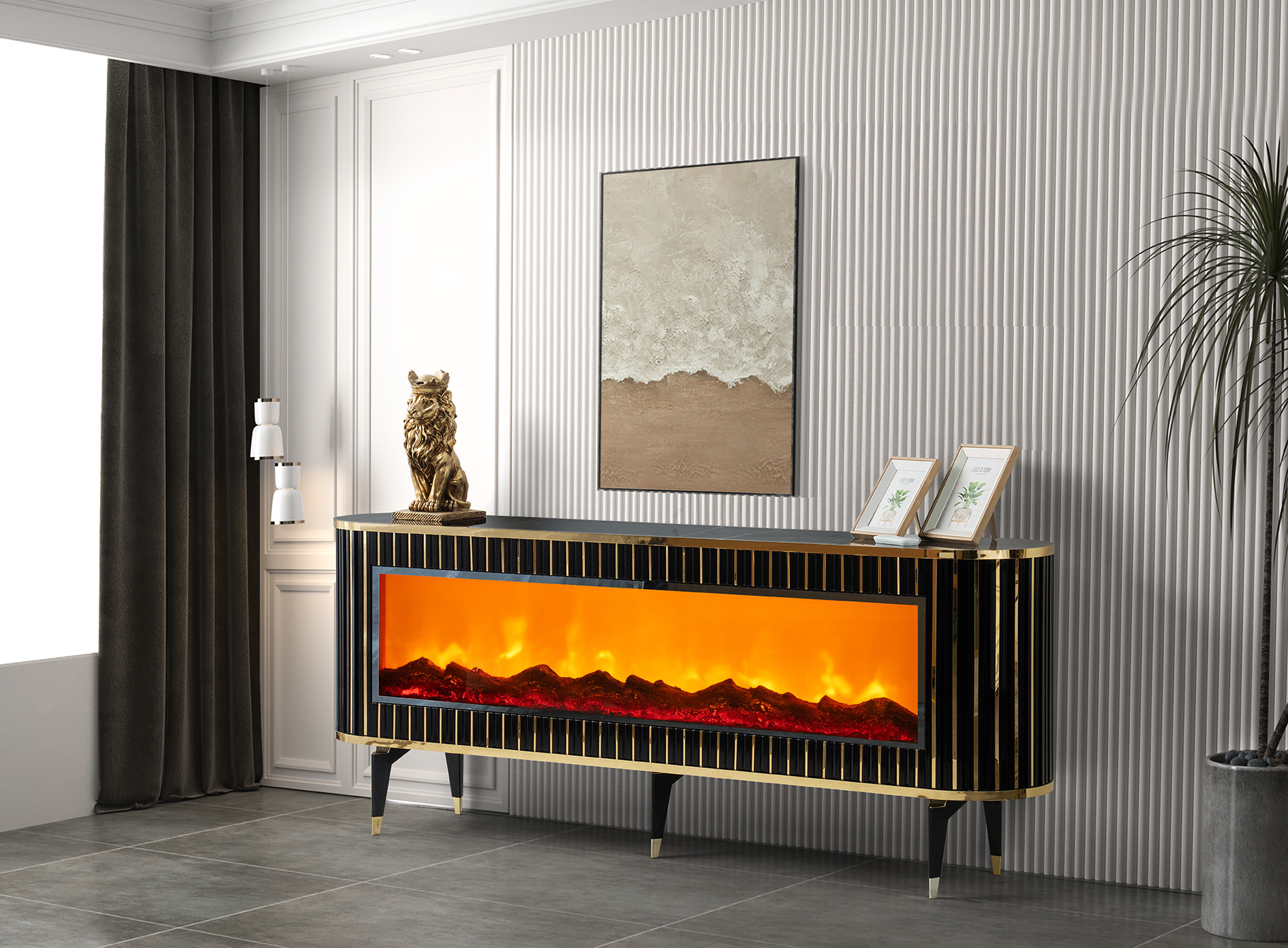 GAMZE TV UNIT BLACK GOLD