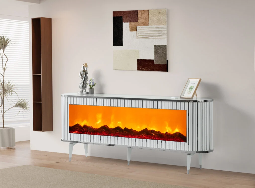 GAMZE TV UNIT WHITE SILVER